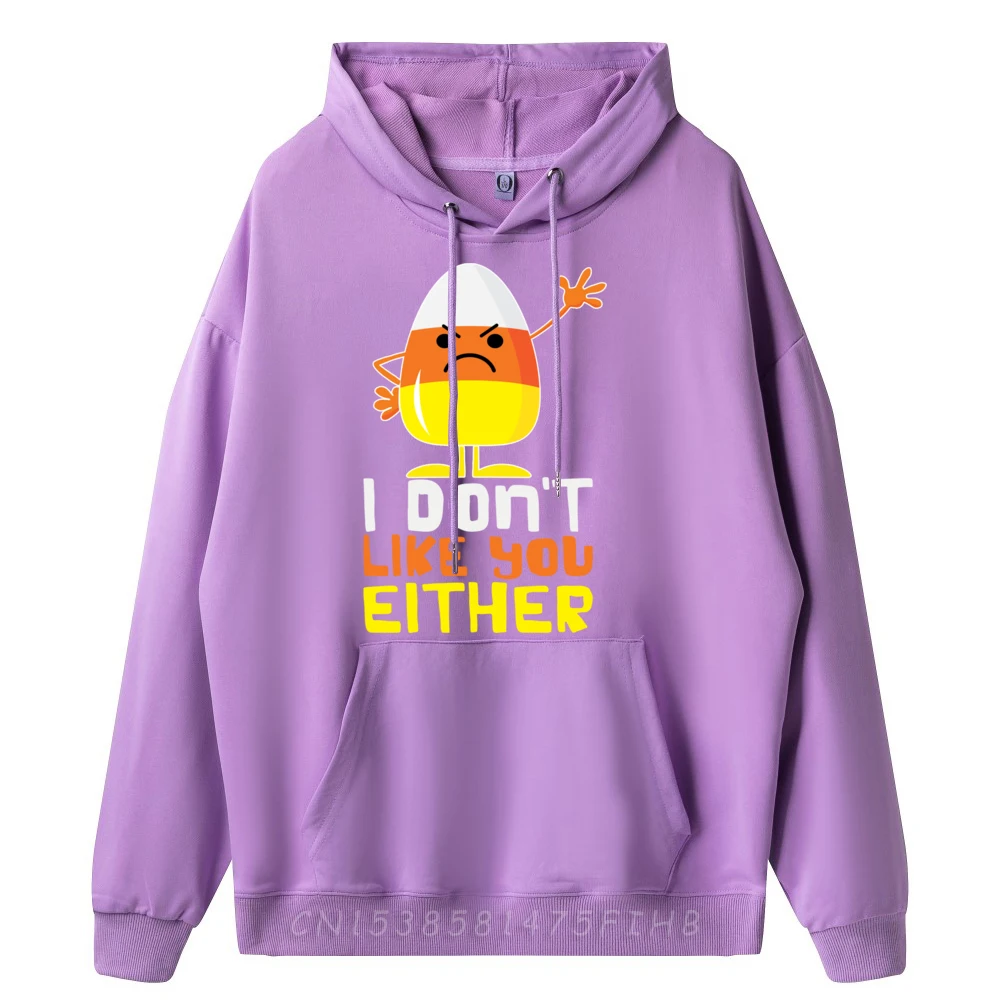 I Don t Like You Either Funny Halloween Candy Corn Graphic Sweatshirts Men Oversized Mans Men's Clothing Deals Casual