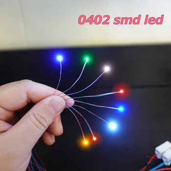 Led SMD #0402 precablati 3V, 10 colori disponibili, cavi di collegamento 30cm, kit modello hobby/ferrovia/ferrovia/starship/illuminazione gundam
