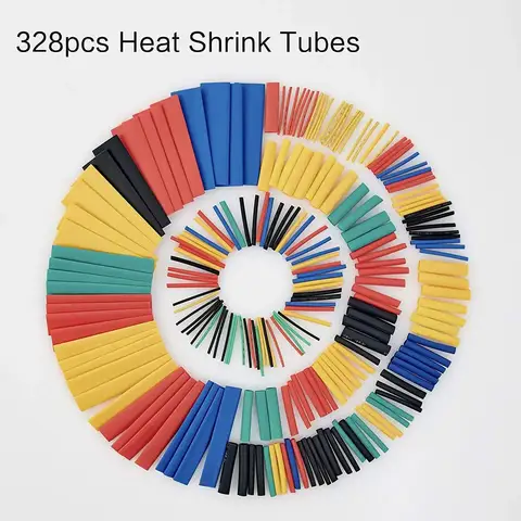 164/328 Uds Tubo termorretráctil 2:1 surtido de envoltura de cables Kit de tubos de aislamiento eléctrico 5 colores 8 tamaños