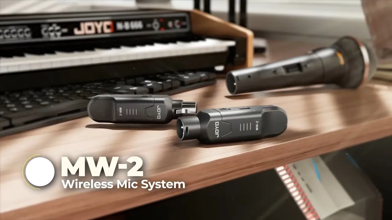 JOYO MW-2 Wireless Microphone System 2.4GHz Auto Frequency Hopping Wireless Transmitter Receiver for Moving-coil & Condenser Mic view 2