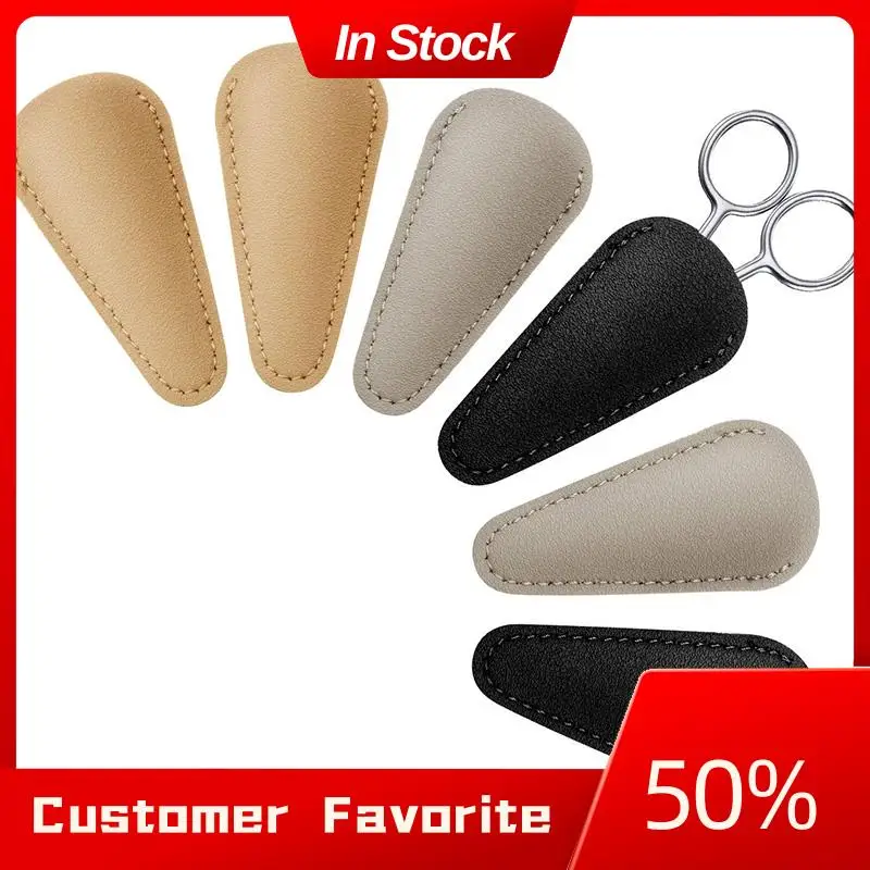 AT03 Top ciseaux gaine sécurité cuir ciseaux couverture couture ciseaux gaine outil Portable (noir, gris et abricot clair) 6 pièces