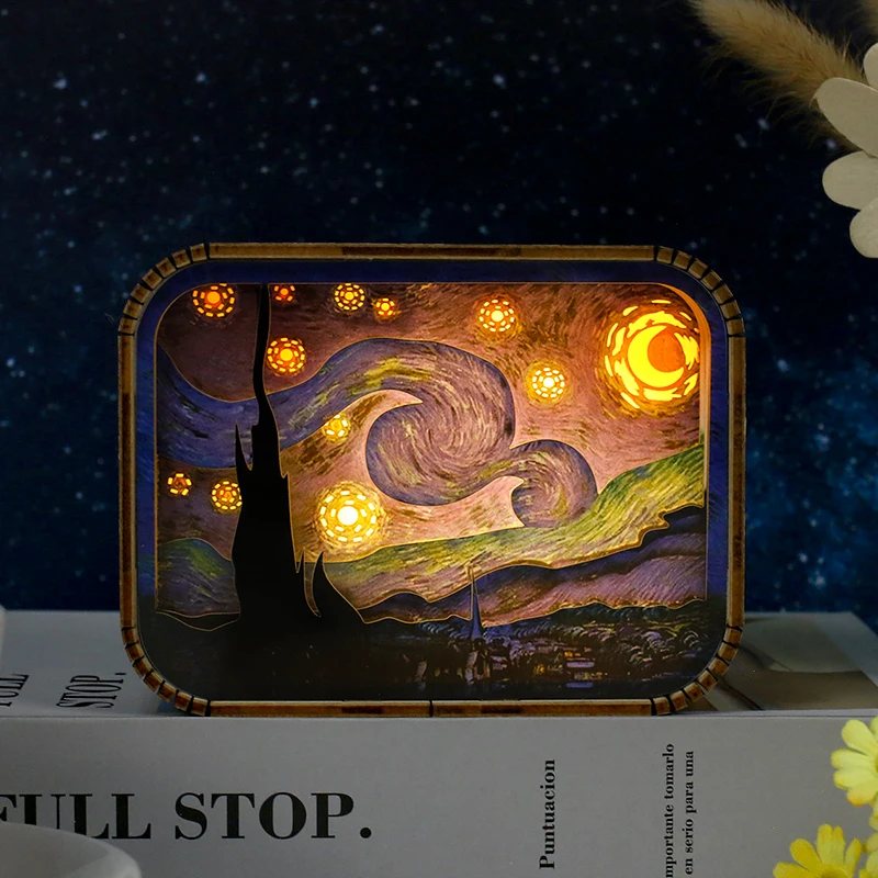 2024 Newly USB Night Light Nordic Solid Wood LED Desk Lamp Starry Night Table Lamp Cat Night Lamp for Bedroom Decoration Gift