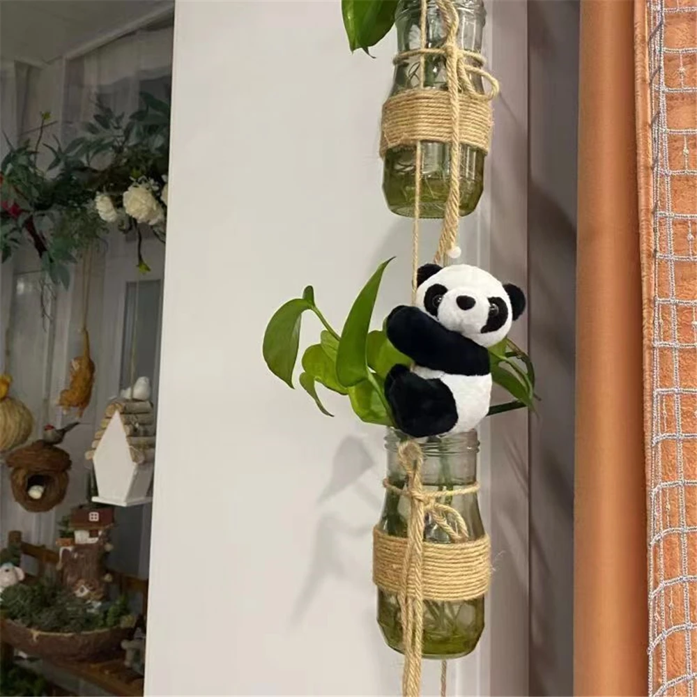 10cm Plush Panda Toys Indoor Plant Hanging Decoration Modern Home Decorative Curtains Figures Small Panda Toy With Conceal Clip