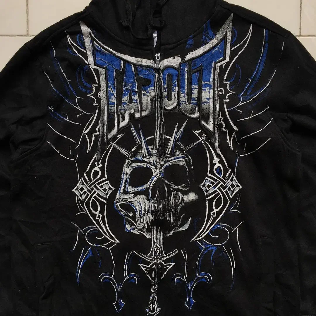 

Y2k Vintage Printed Zip Up Hoodie American Hip Hop Gothic Sweatshirt Women Harajuku Trend Punk Fashion Loose Long Sleeved Jacket