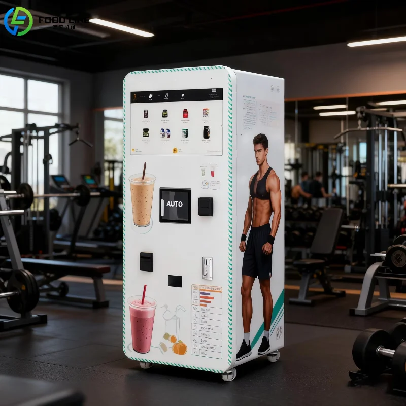 Customized 24H Self-service Protein Shake Vending Machine Touchscreen Operation with Wi-Fi 4G QR Code Token and Cloud-Based Mana