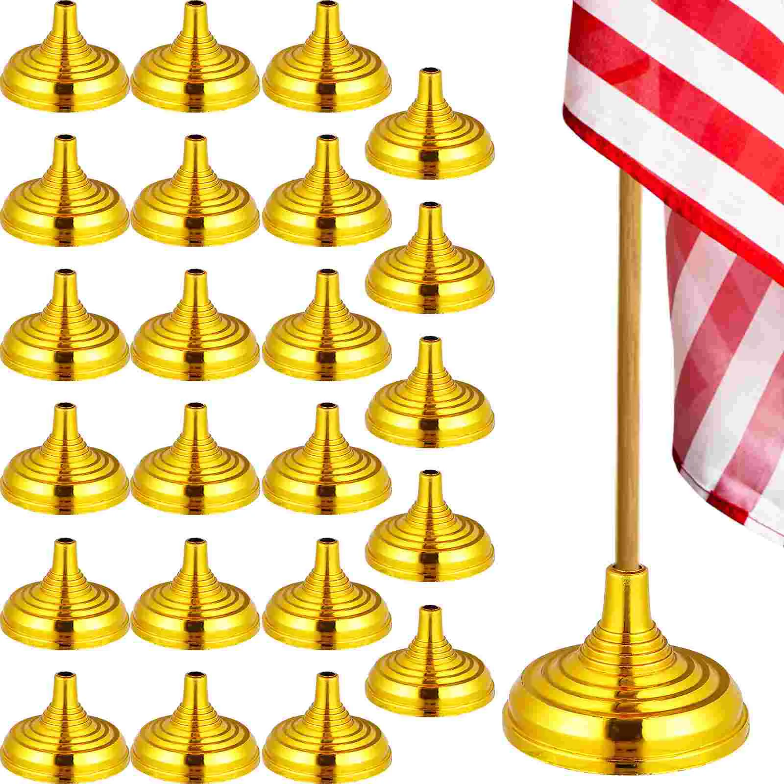 

24 Pcs Pennant Team Kit Holder Flag Small Pole Bracket Flagpole Tiny Base Table Centerpiece