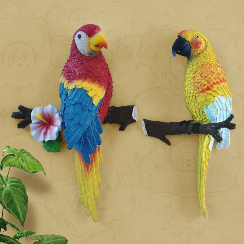 Wall Hanging Bird Macaw Parrot On Wall Decoration House Pendant Resin Home Decoration Accessories Home Decor Garden Decoration