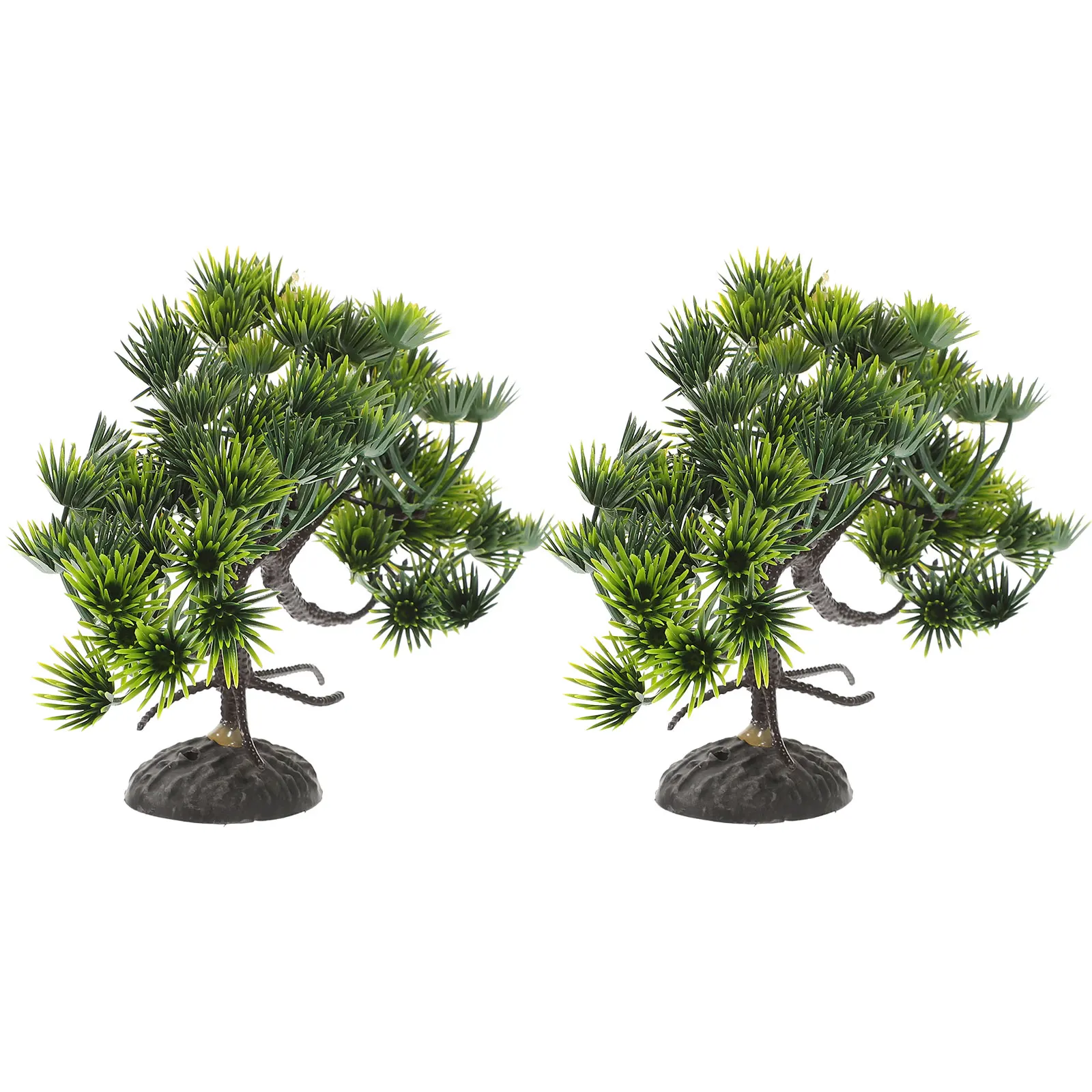 

2 Pcs Simulation Welcome Pine Aquarium Decoration Decorations Fish Tank Trees Artificial Bonsai Plastic Plants