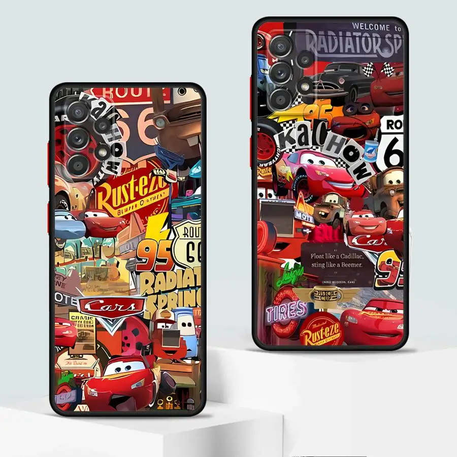 Telefoon Geval voor Samsung Galaxy A23 A72 A36 A22 A31 A21 A25 A26 A32 A73 A52 A71 A56 Soft Cover Lightning McQueen 95 Auto Plating