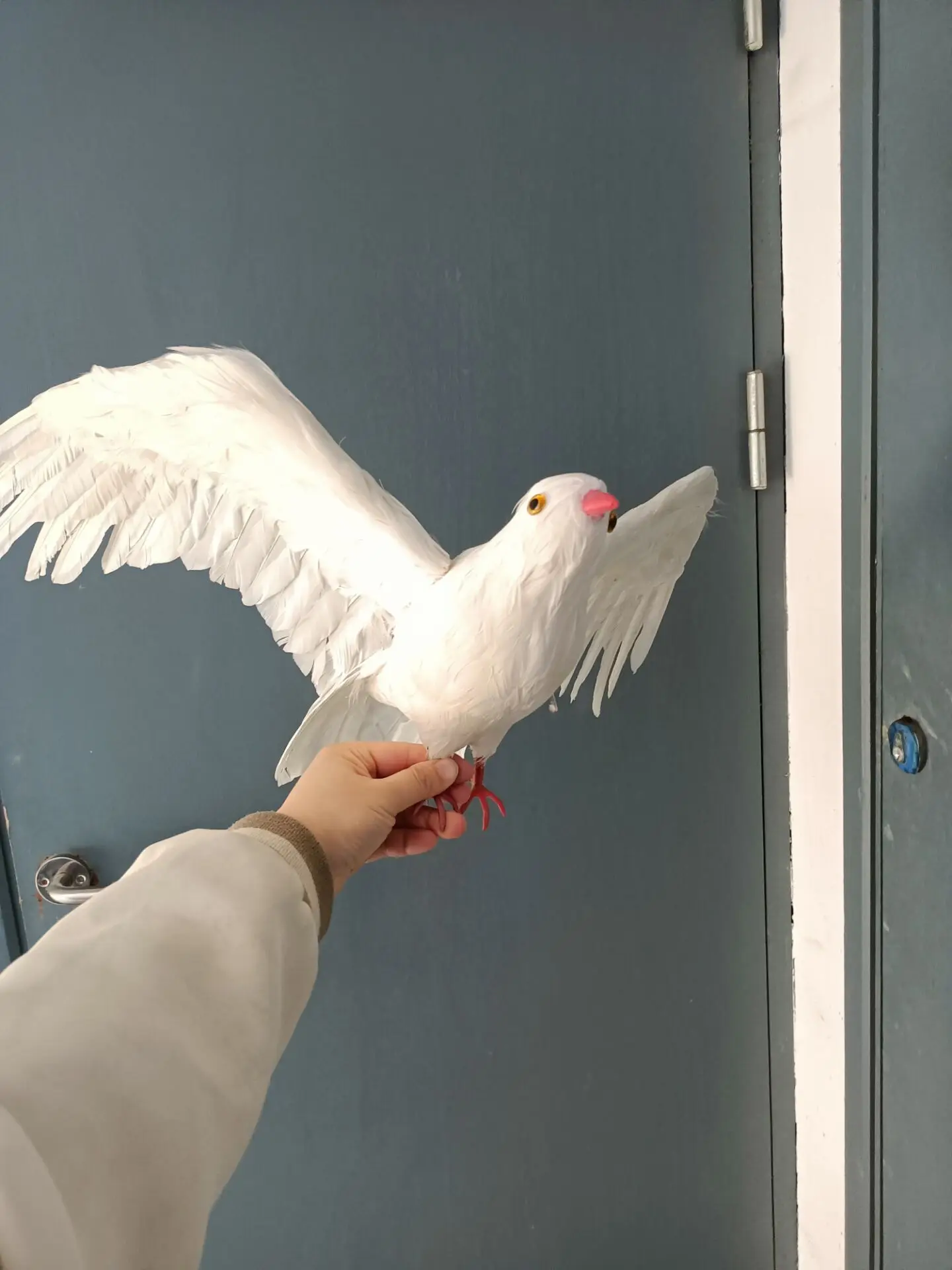 big white foam and feather wings dove bird hard model toy .home garden decoration gift about 40x70cm