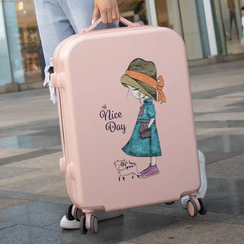 Luggage Case 24 Inch Cartoon Printed Trolley Case, Cute and Lightweight Travel Case Male  Carry on Luggage with Wheels