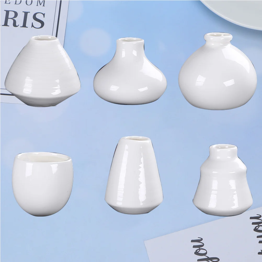 

6 Pcs Pots for Plants Desktop Flower Vase at Home Ceramic Small Simple White Decoration Child