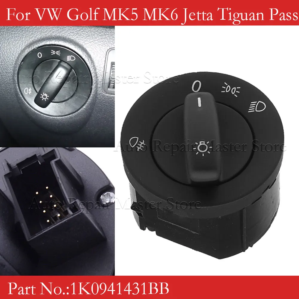 1K0941431BB Headlight Switch Fog Light Knob For VW Golf MK5 MK6 Jetta Tiguan Passat B6 CC 2004 2005 2006 2007 -20131K0 941 431BB