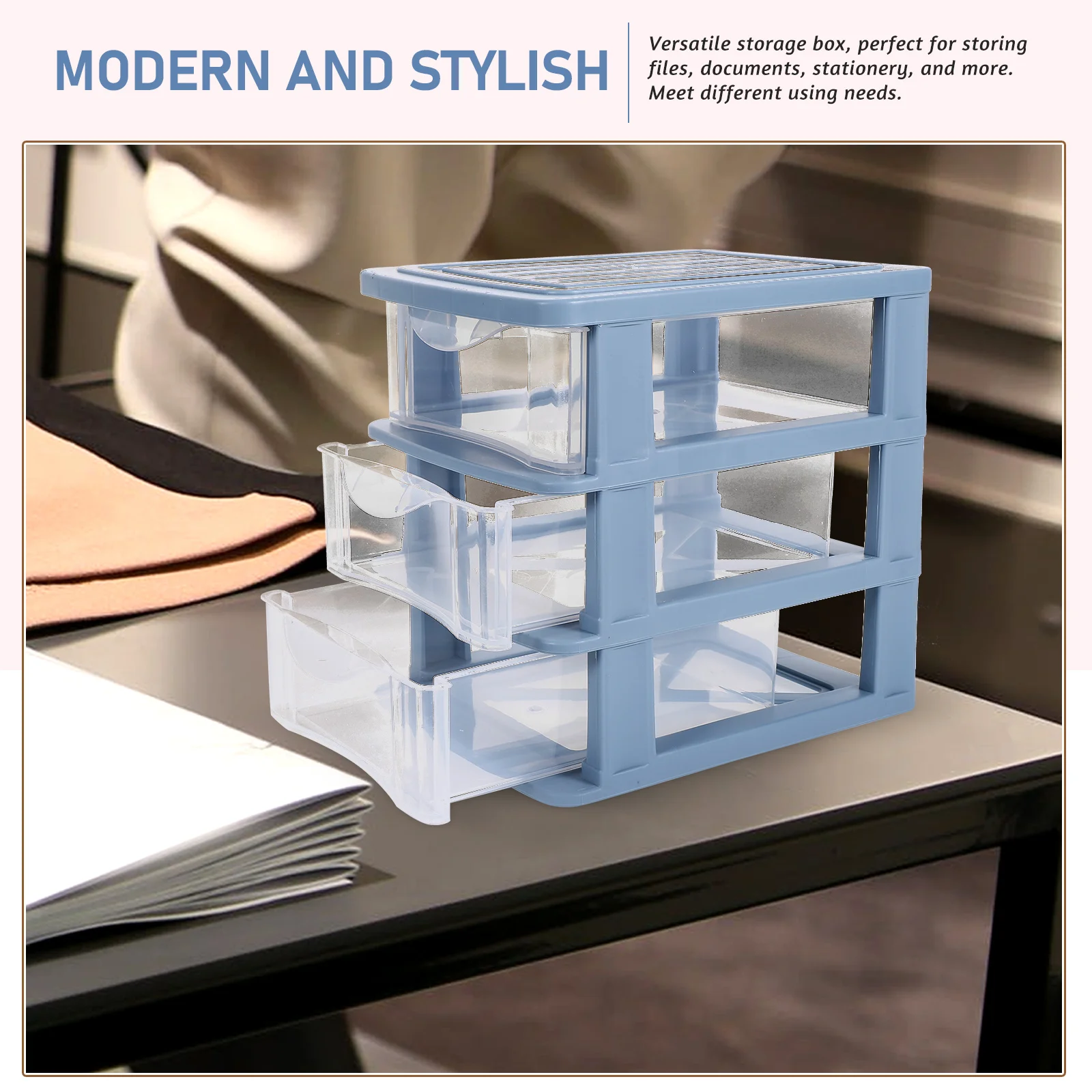 

Desktop Organizer Durable Plastic Storage Box For Office Large Storage Drawers Stationery Documents Cosmetics