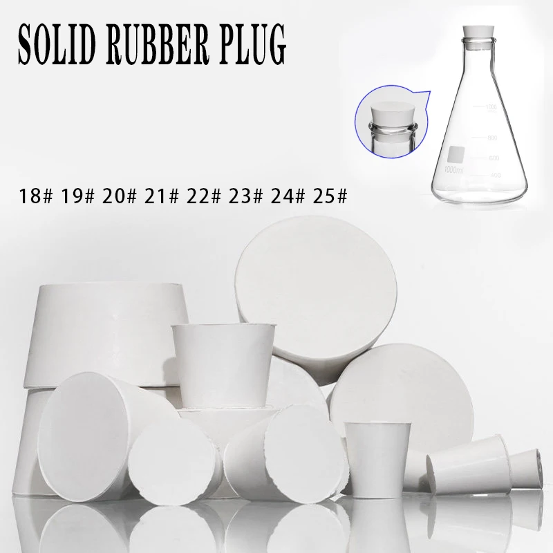 1Pcs Chemistry Laboratory 18# to 25# White Rubber Stopper for Glass Flask Test Tube Rubber cap Drain Pipe Seal Plug Choke Plug
