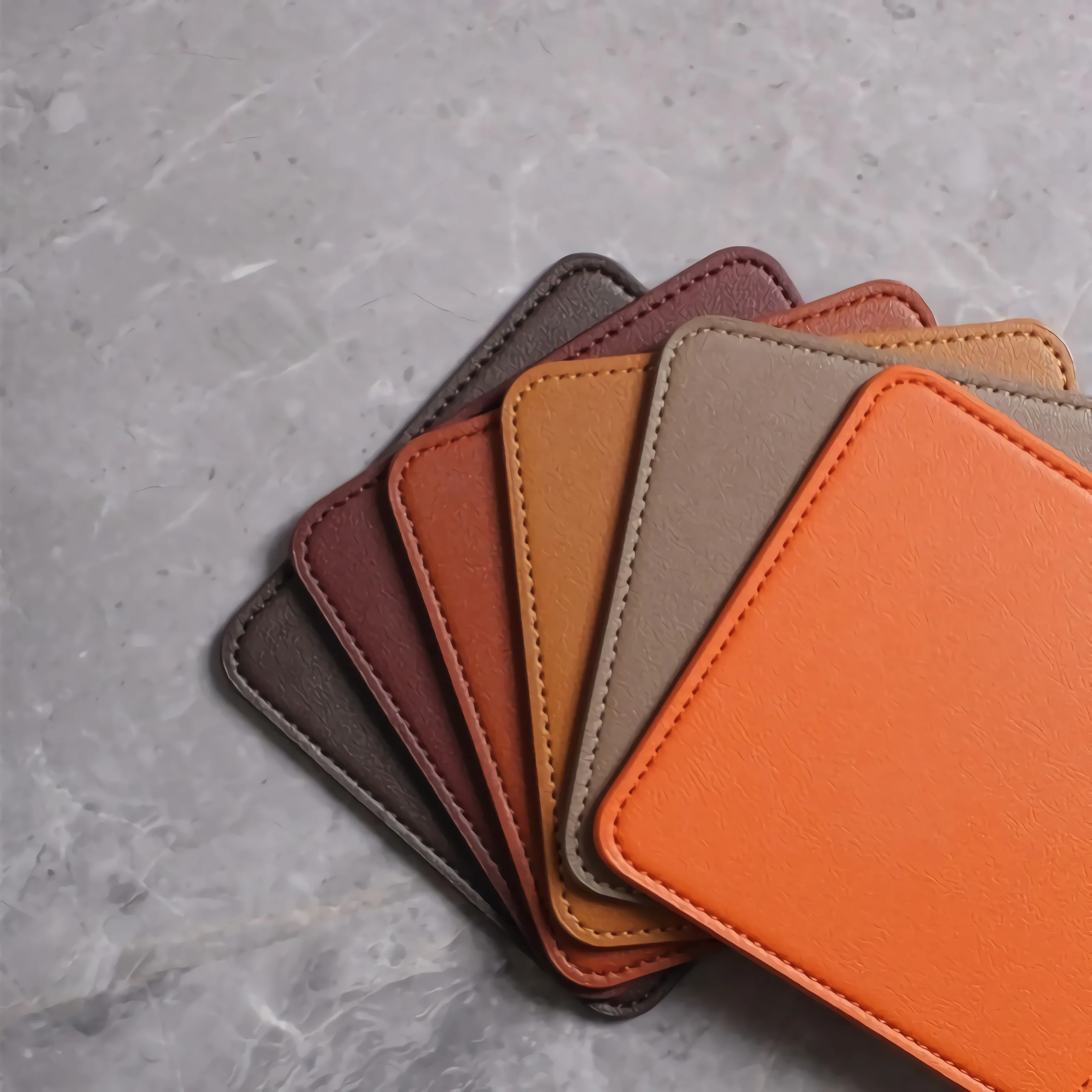 4pc Inmos 3mm Square Coaster Set Tableware Nordic Home Decor Pu Leather Mug Pad Multi-Color  Coffee Cup Mat