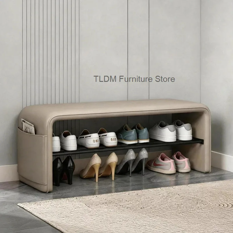 Stool Steel Shelving Shoes Metal Changing Stool Entryway Bench Black Upholstered Storage Shoes Wonen Changing Hotel Furniture