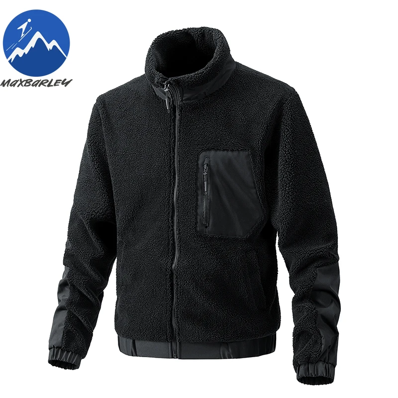 

Maxbarley Winter Lambswool Jacket Men Casual Retro Cold Polar Fleece Parka Coat Fashion Outdoor Ski Thick Cold-proof Plush Coat