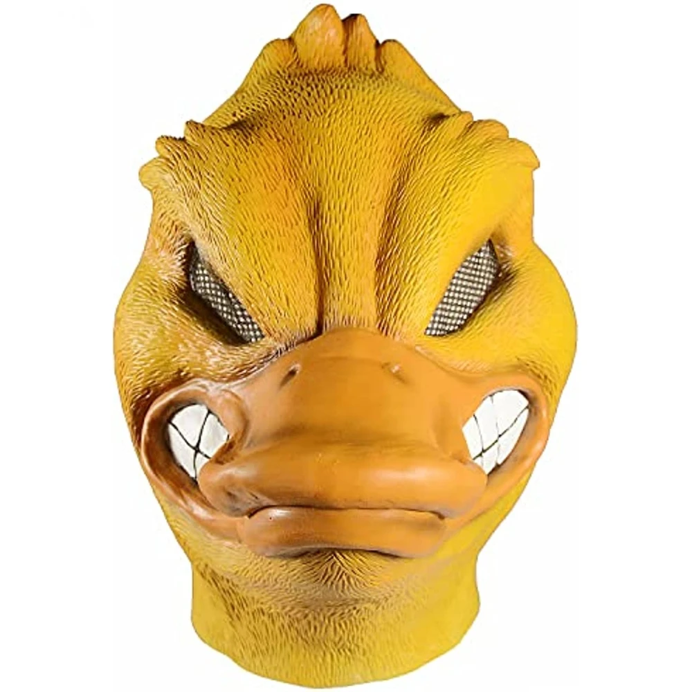 

Angry Yellow Duck Mask Cosplay Rubber Animal Latex Helmet Unisex Full Face Headwear Halloween Masquerade Party Costume Prop