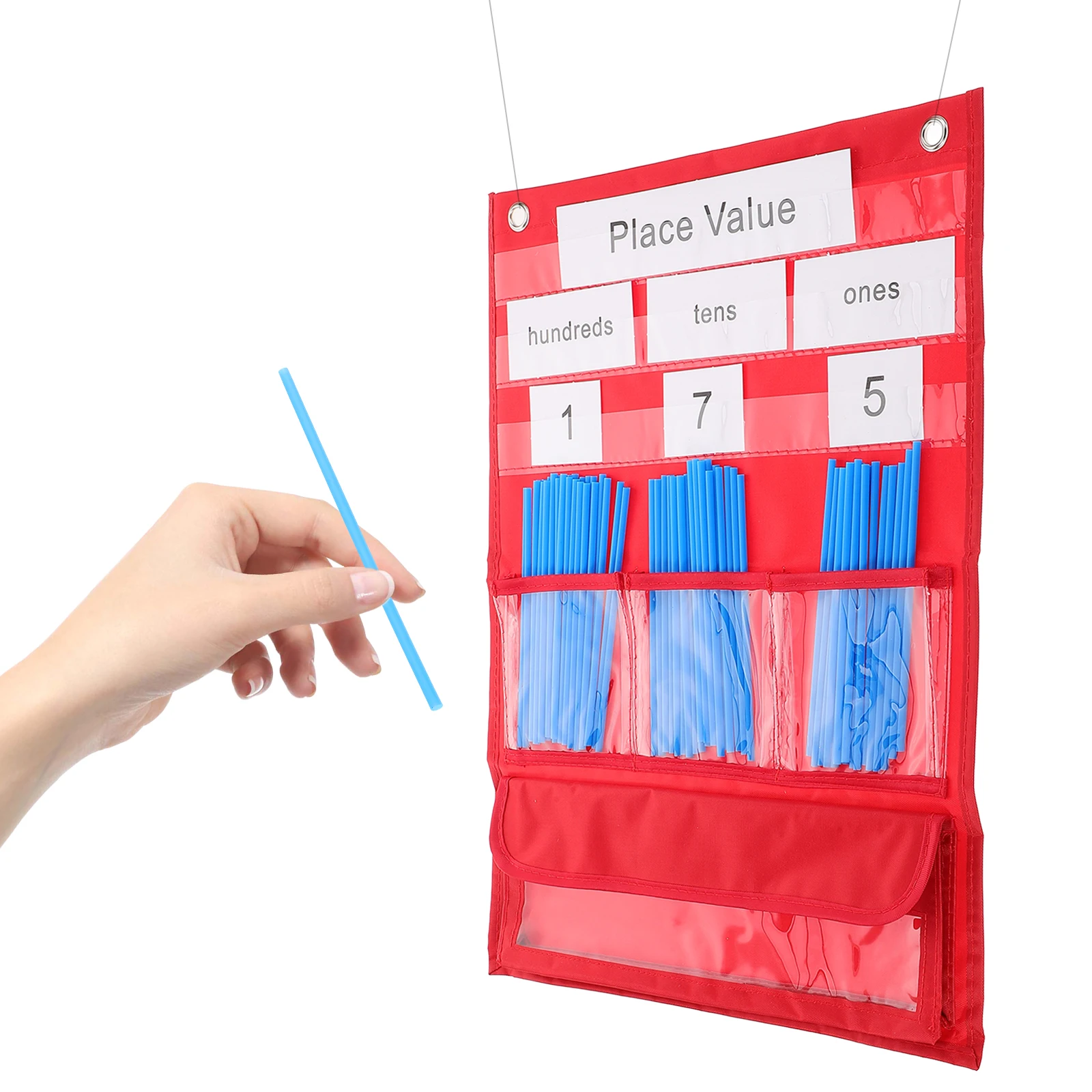 

1 set 1 Set Counting Pocket Chart Classroom Teaching Tool Educational Aids For Number Classification Wall Hanging Storage Pouch