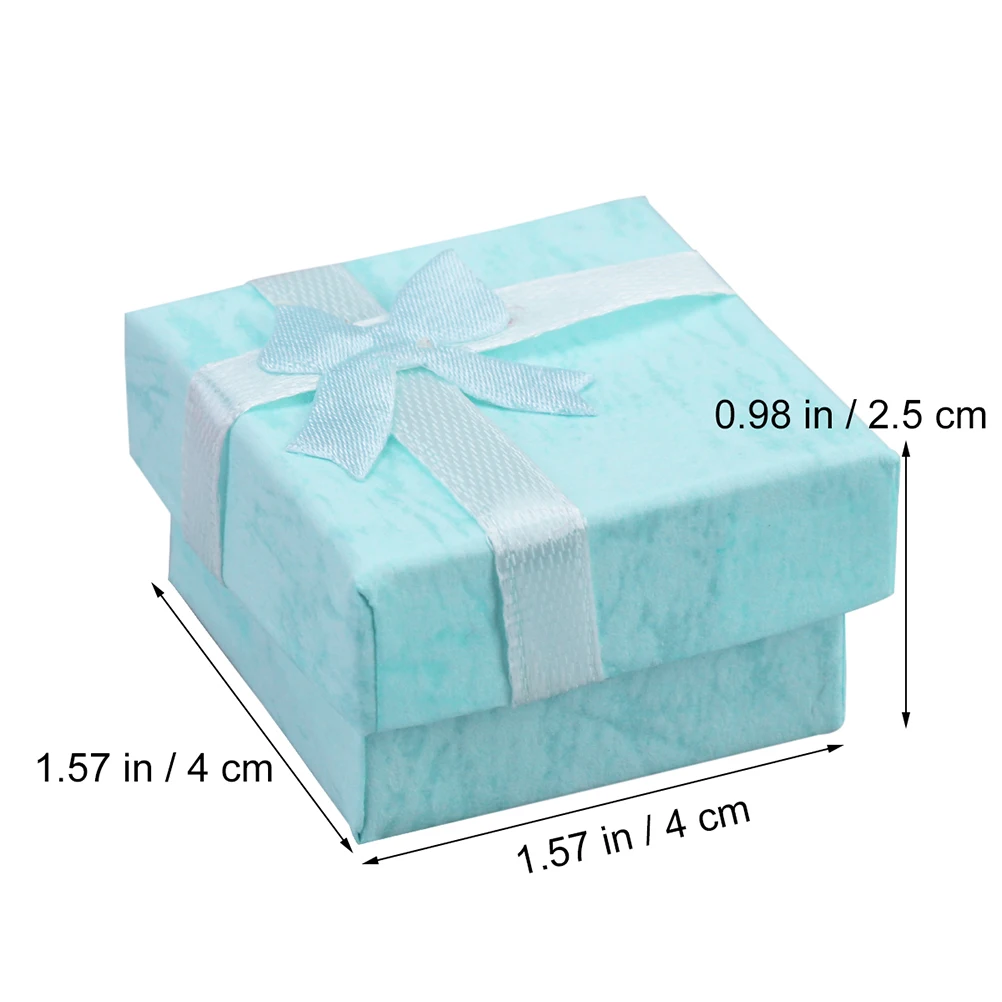 

30pcs Jewelry Boxes for Earrings Necklace Organizers Blue Hard Paperboard Bowknot Lightweight Small Size Wedding Candy Storage