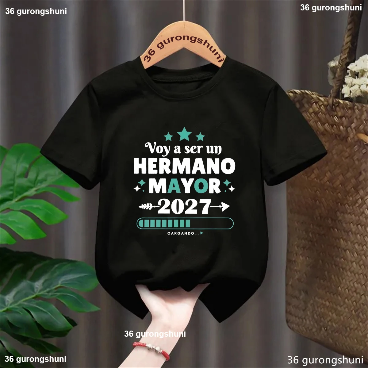 "In 2027, I'm Going to Be a Big Brother/ Sister!Spanish Letter Print Boys /Girls T-Shirt Pregnancy Announcement Tshirt kids Tee - view 2