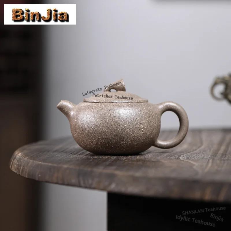 

Чайник из исинской фиолетовой глины ручной работы, 160 мл, в стиле ретро, в форме лотосового бутонника, из необработанной глины, фиолетового нефрита, золотого песка, чайный набор из зиша