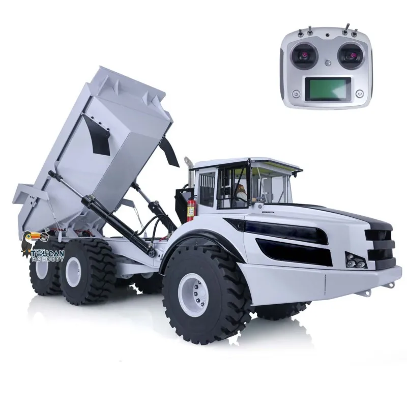 XDRC 1/14 Hidráulico RC Caminhão Articulado RTR 6x6 Dumper Simulação Full Metal A40G Modelo Som Luz Rádio Motor Tipper