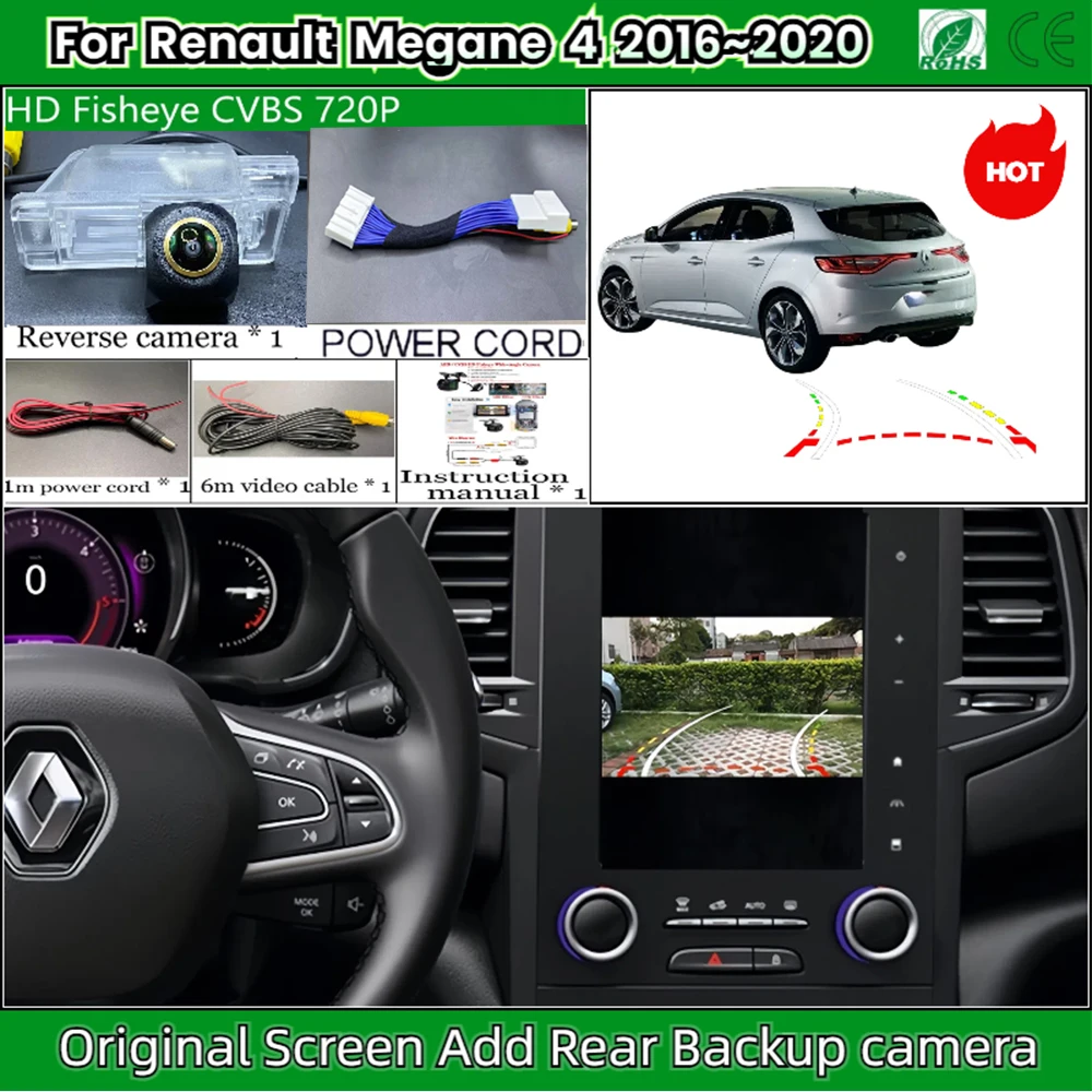 

Rear View Camera For Renault Megane 4 2016~2020 OEM Screen Add Backup Reverse Camera HD Night Vision
