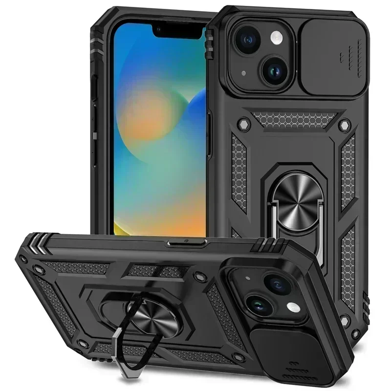 Dla iPhone 15 Pro Max Etui Kickstand Bumper Phone Shell Heavy Duty Armor Hard dla iPhone 14 13 12 11 Pro Max 15 14 Plus Cover
