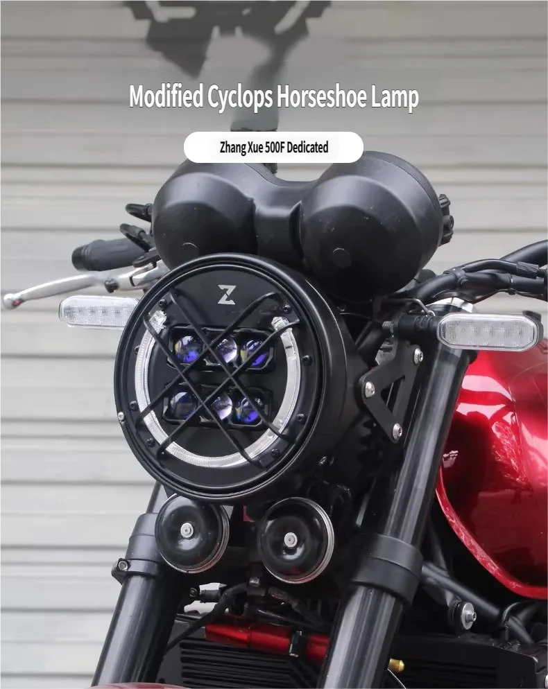 For ZXMOTO 500F Modified compound eye headlight assembly, high brightness LED round light headlight accessories