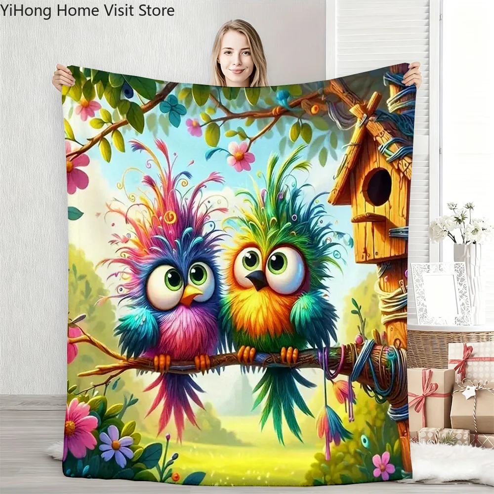 1PC Bird Animal Cute Blanket Comfortable skin friendly soft sofa living room bed bedroom blanket suitable for travel and gifts