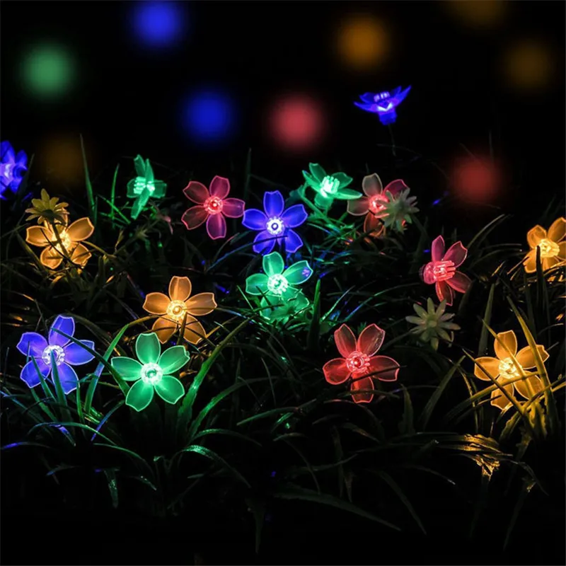 1pc Solar Garden Flower Light String,7M Waterproof Fairy Lights With 8 Lighting Modes,Outdoor Lighting For Lawn Yard Patio Decor