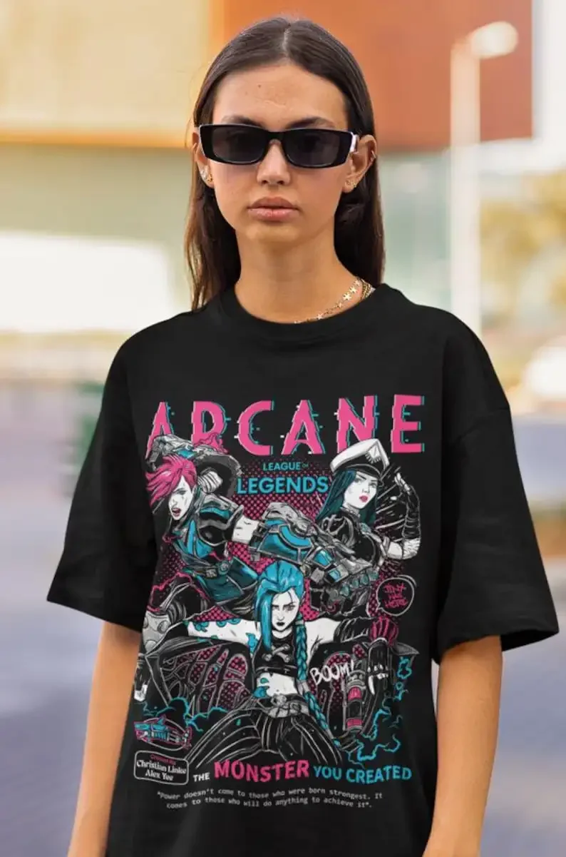 Jinx Arcane T-Shirt Japanese Anime Cartoon  Graphic T-Shirt