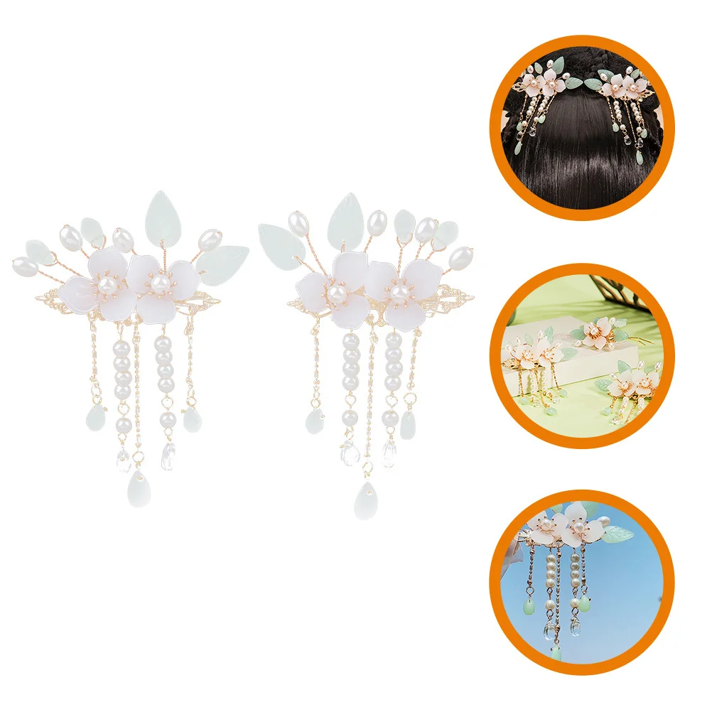 

1Pair Chinese Style Retro Tassel Hairpins Vintage Flower Barrettes Elegant Hair Clips for Women Teens Hanfu Hair Accessories