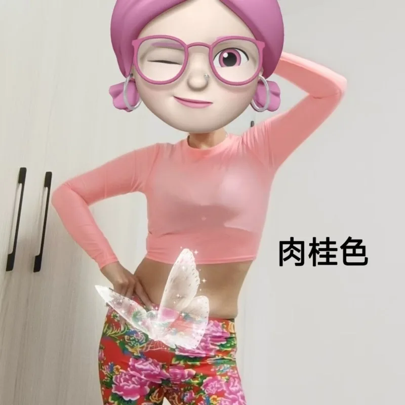 Haut court moulant à manches longues, brillant, coupe cintrée, couleur unie, mode coréenne, Sexy, serré, côtelé, Streetwear, fête décontractée