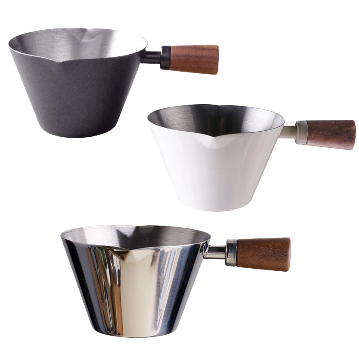 

Wooden Handle Jug Stainless Steel Jug Coffee Making Espresso Brewing Wide Mouth Design 304 Stainless Steel Material