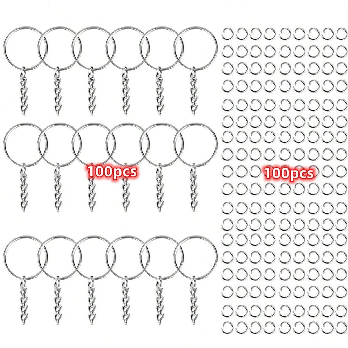 200PCS DIY Iron Keychains With Split Ring Link Silver Gold Color Pendants Holder Rings DIY Key Chains Making - view 4