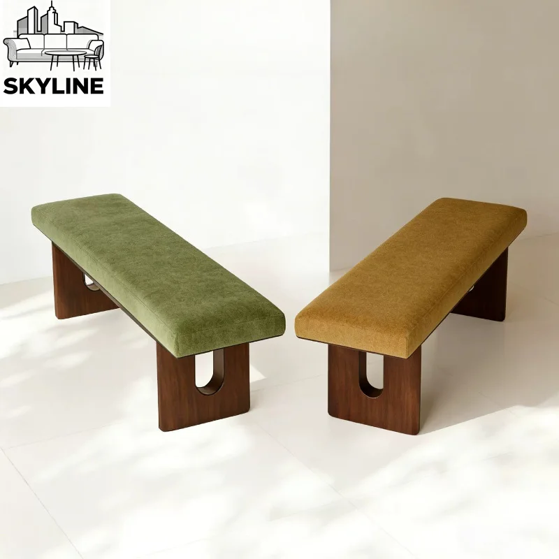 Solid Wood Minimalist Italian Leisure Bench, All-match Shoe & Bedside Stool for Household Indoor Layout