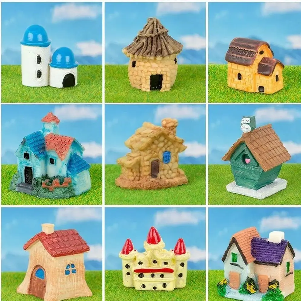 DIY Miniature House รุ่นหัตถกรรมพลาสติกสําหรับฉากก่อสร้างตารางทรายเกม Fairy Tale Gardens ของเล่นเพื่อการศึกษา