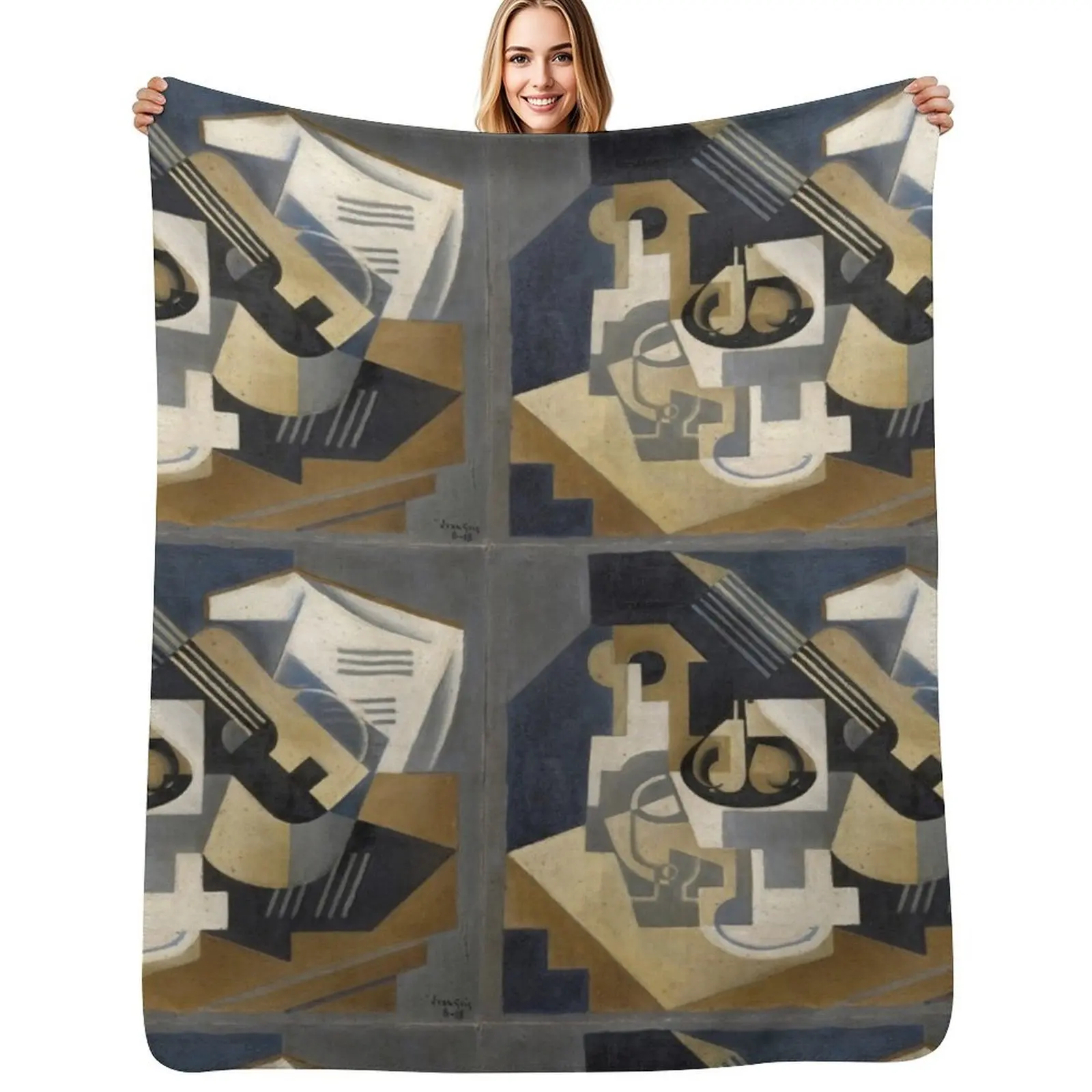 

Juan Gris Guitar and Fruit Bowl on a Table - Guitar and Fruit Bowl Throw Blanket heavy to sleep for babies Blankets