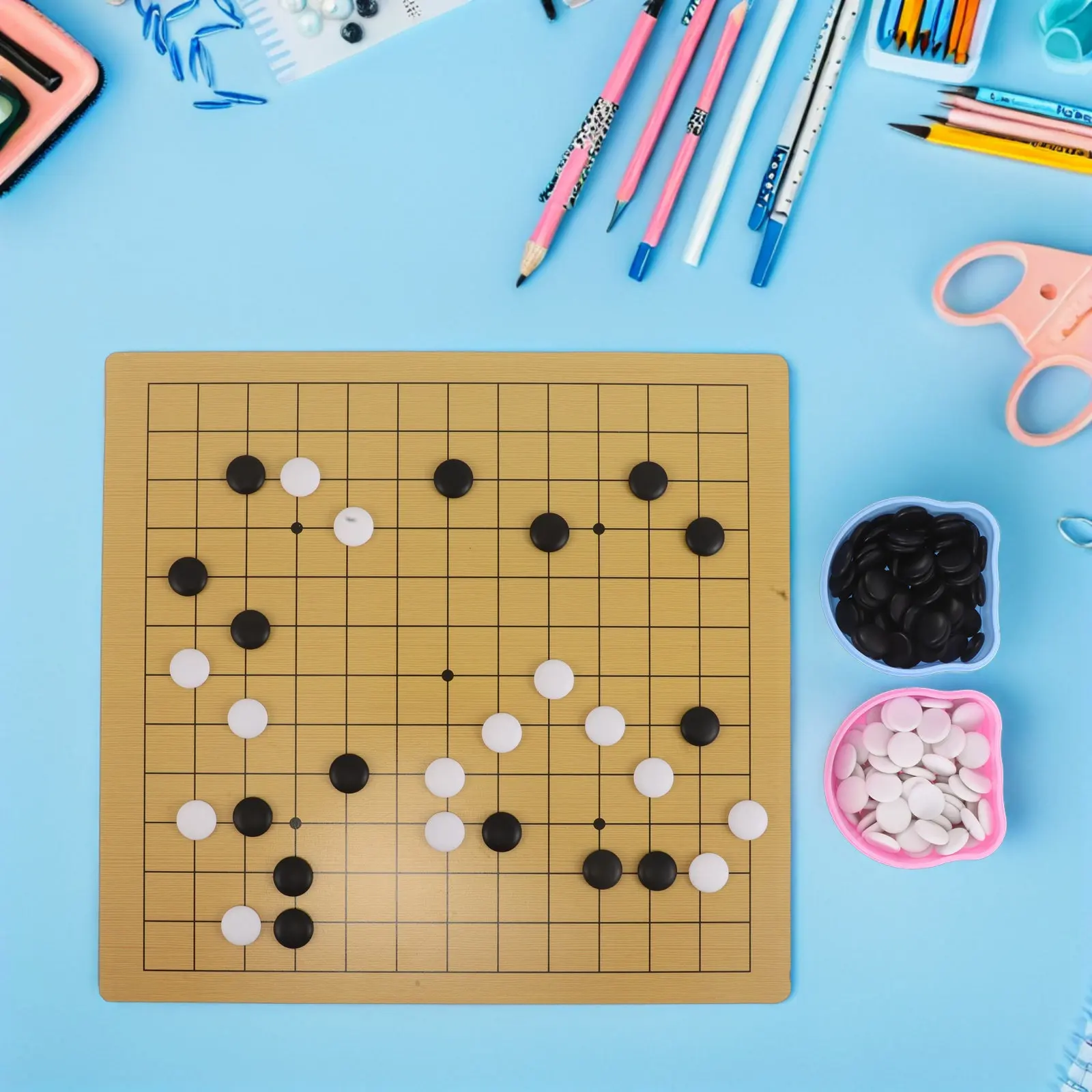Children Go Game Set Double-Sided 9x9 13x13 Cartoon Bear Board Portable Lightweight Strategy Travel Chess Kit for Beginners