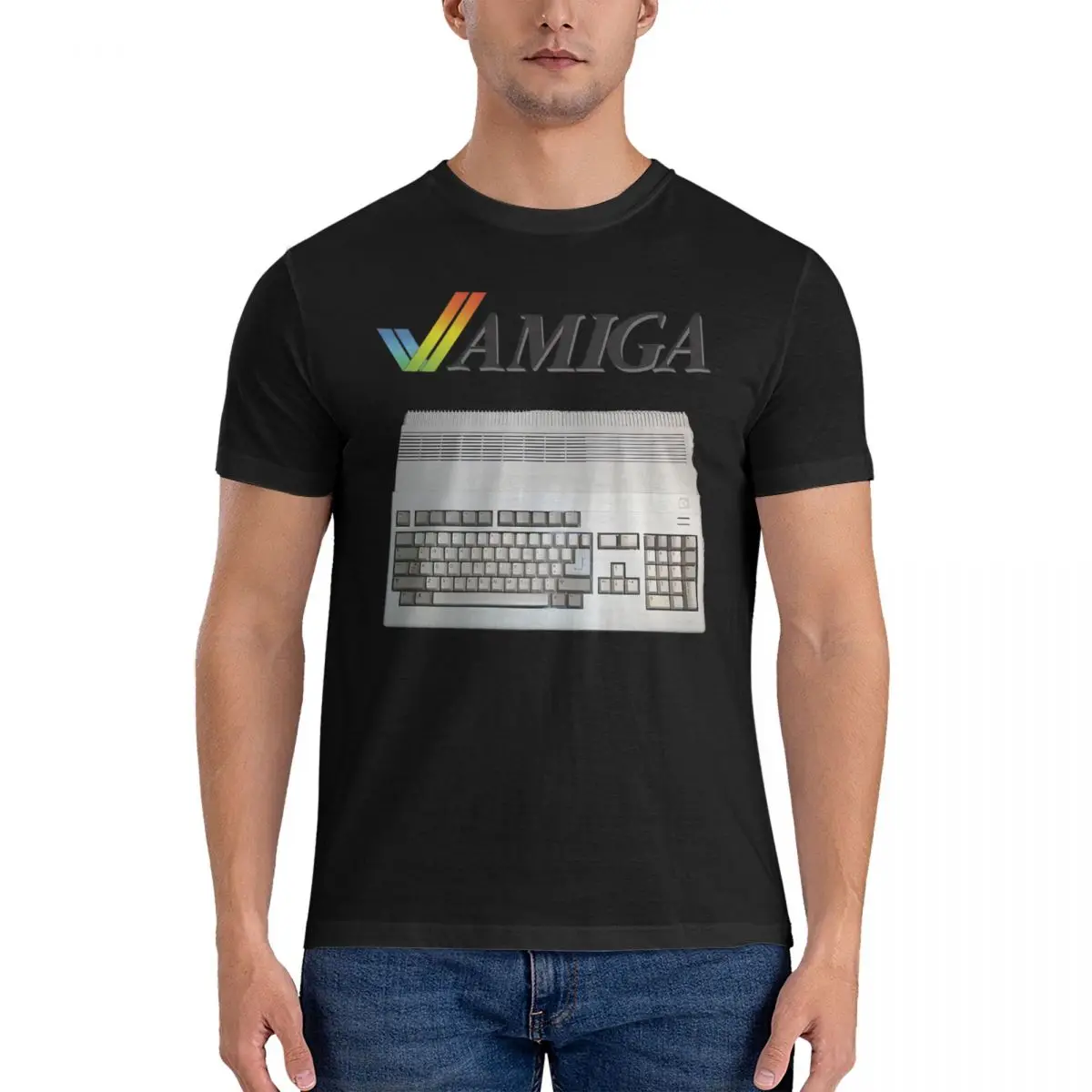 Computer Amiga 80S Nerd 16-Bit Men's T Shirts Commodore Amiga 500 Casual Tee Shirt Short Sleeve Crewneck T-Shirts Pure Cotton