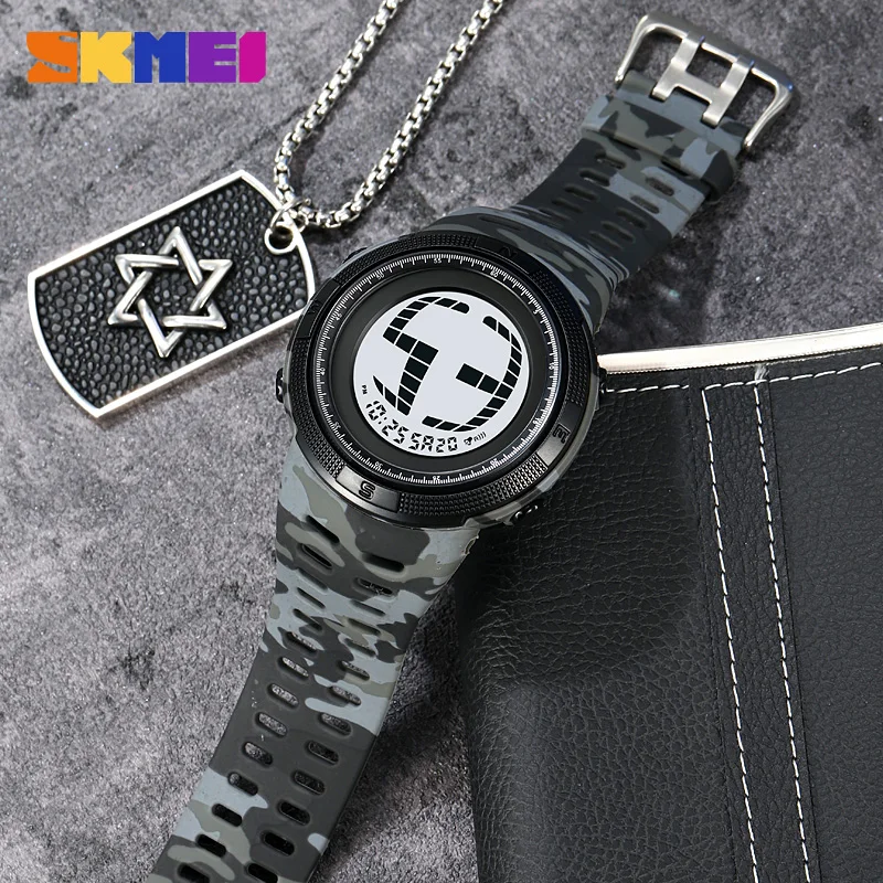 Jam tangan olahraga tahan air untuk pria, SKMEI 2076 jam tangan militer LED Digital Stopwatch tanggal mode kasual