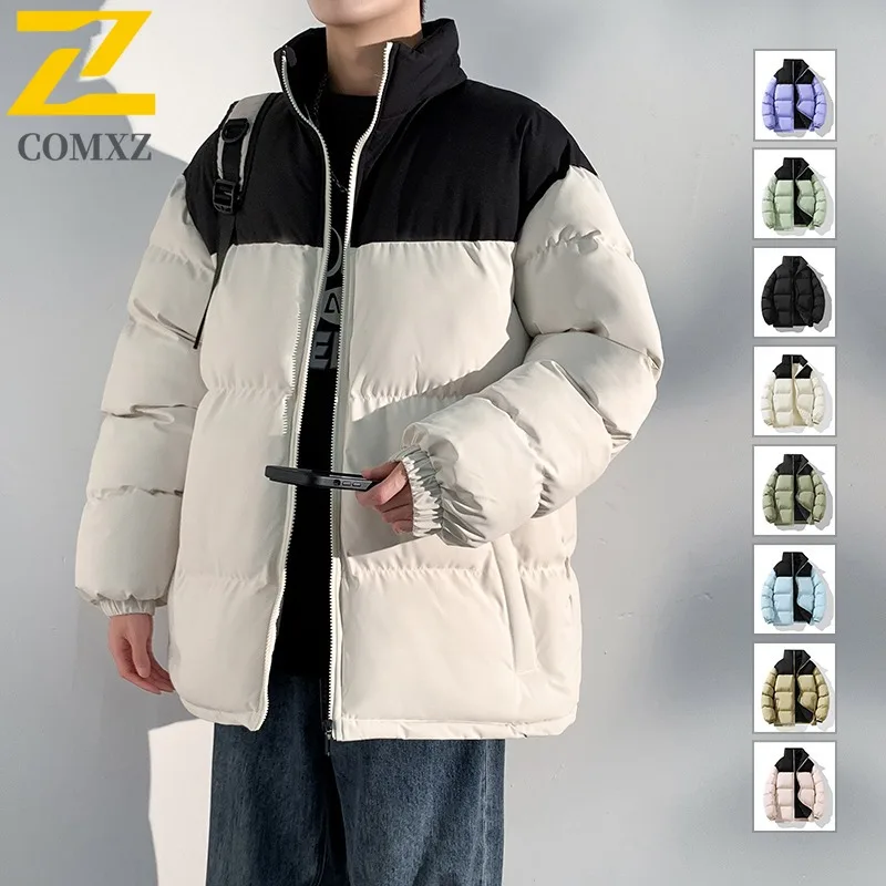 سترة مبطنة للرجال من COMXZ بياقة واقفة لركوب الدراجات في الهواء الطلق سترة سميكة دافئة على طراز الشارع حماية من البرد معطف شتوي جديد مبطن