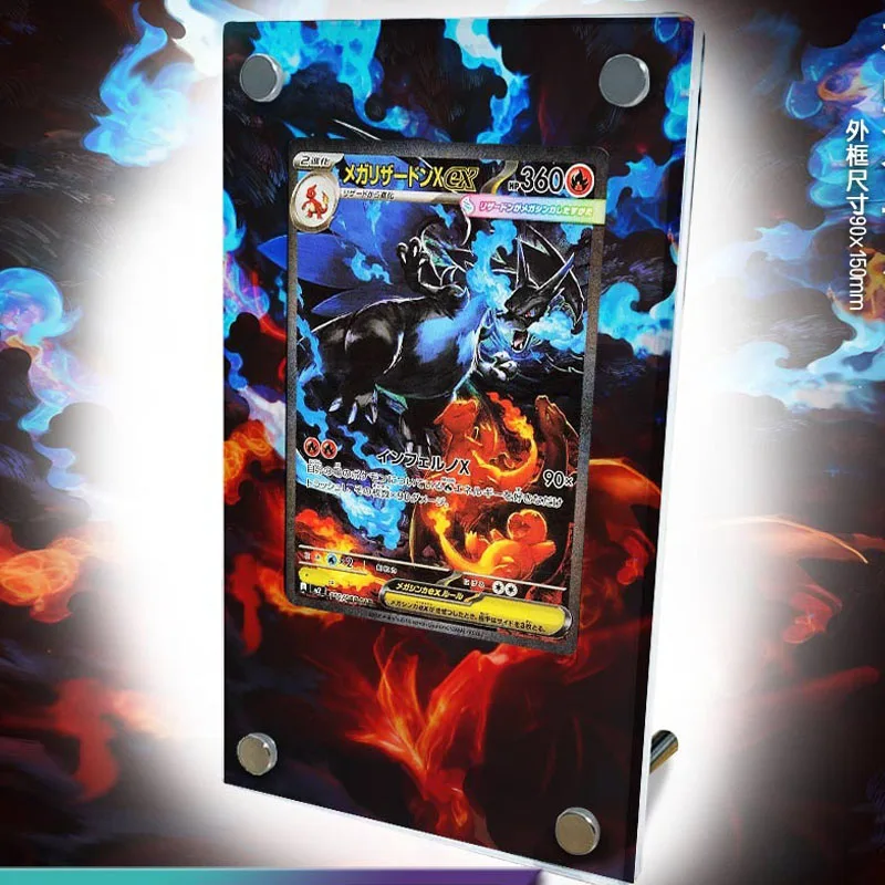 حامل عرض Pocket Monster Charizard X PTCG مجموعة الألعاب الكلاسيكية بطاقة توسيع الرسم بطاقة أكريليك لعبة الطوب بدون بطاقة
