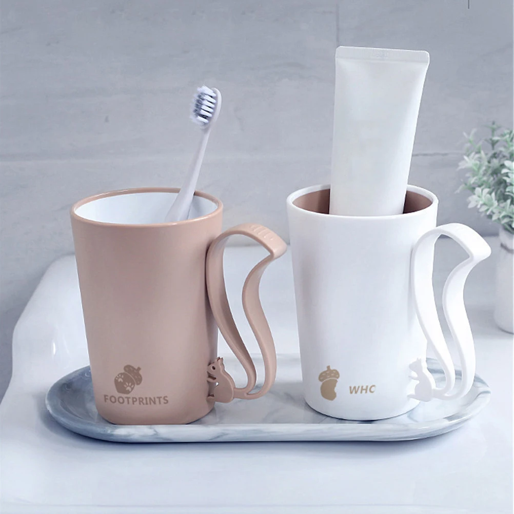 

2Pcs Couple Tooth Brushing Cups Bathroom Tumblers Smooth Edge Toothpaste Holders Rinsing Mugs Tooth Brushing Tumbler