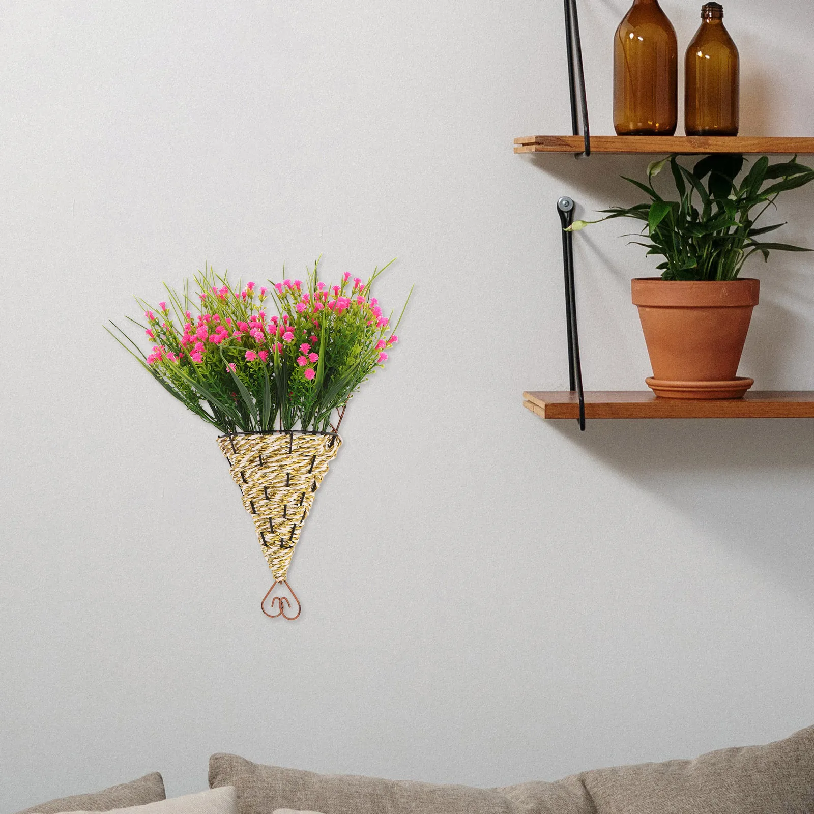 

Artificial Flower Hanging Basket Synthetic Petunia Plant Decorative Flower Pot for Indoor Outdoor Garden Balcony