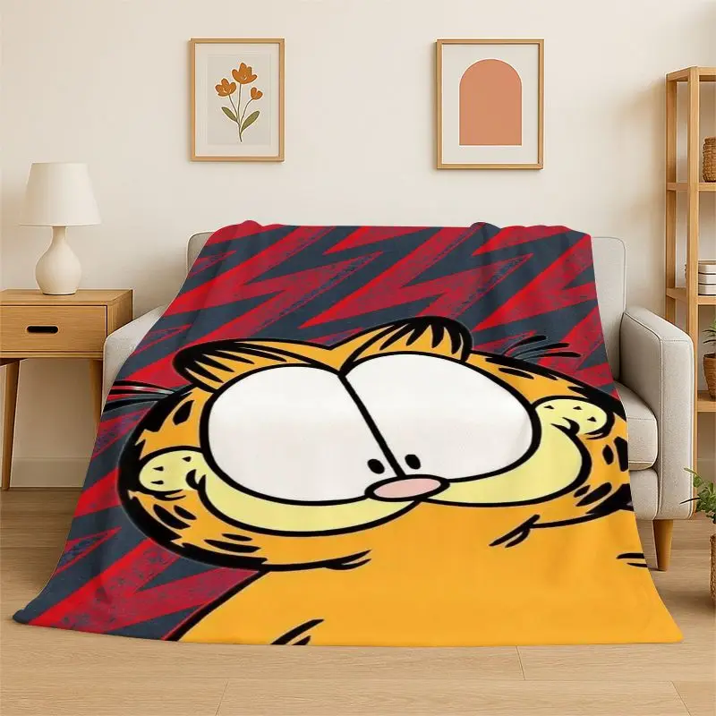 Funny G-Garfield Cartoon Cat Flannel Blanket,Ultra Soft Warm Plush Throw for Home Bedroom Bed Sofa Cover Office Camping Picnic