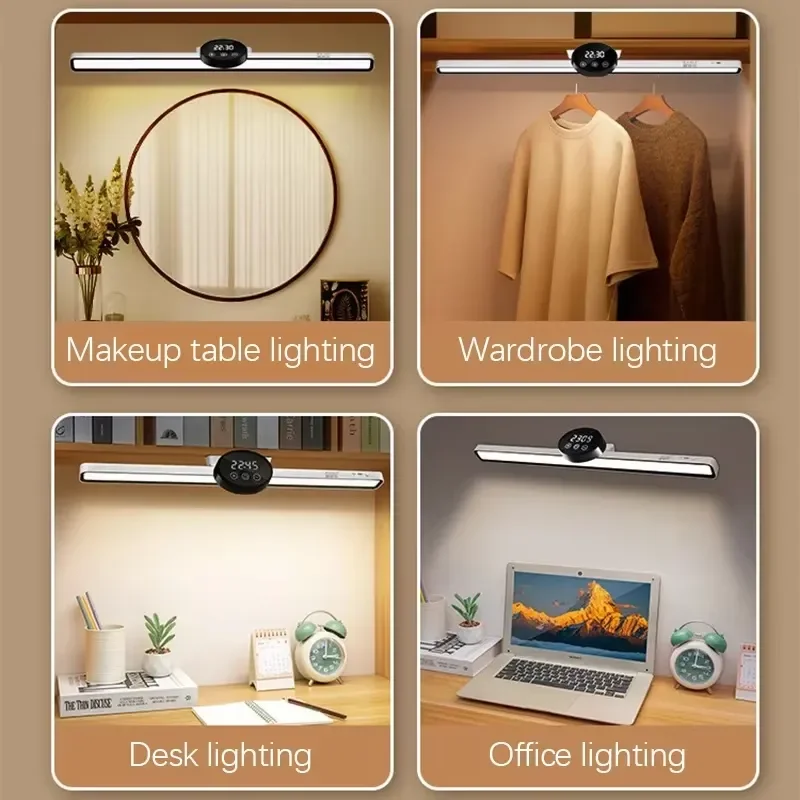 Reading Lamp Hanging Magnetic Clock Table Lamp LED USB Rechargeable Stepless Dimming Cabinet Closet Desk Wardrobe Night Light view 4